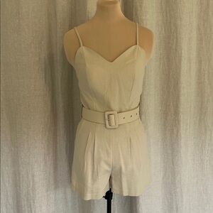 Elegant Cream Jumpsuit with Belt
